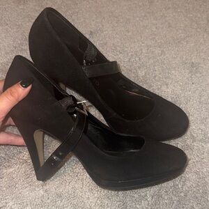 3 for $15 Franco Sarto Black Suede Mary Jane Heels